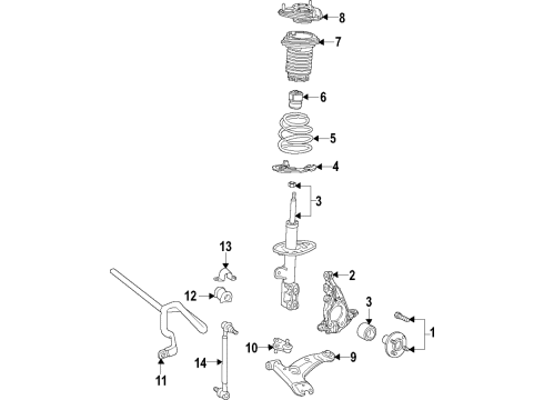 2020 Toyota C-HR Front Suspension Components, Lower Control Arm, Stabilizer Bar Strut Bumper Diagram for 48331-F4010