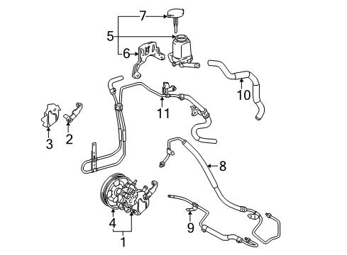 2005 Pontiac Vibe P/S Pump & Hoses, Steering Gear & Linkage Hose, P/S Gear Outlet Diagram for 88971037