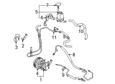 2005 Pontiac Vibe P/S Pump & Hoses, Steering Gear & Linkage Hose, P/S Gear Inlet Diagram for 88971036