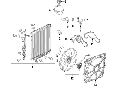 2021 Cadillac XT5 Cooling System, Radiator, Water Pump, Cooling Fan Auxiliary Pump Diagram for 13507540