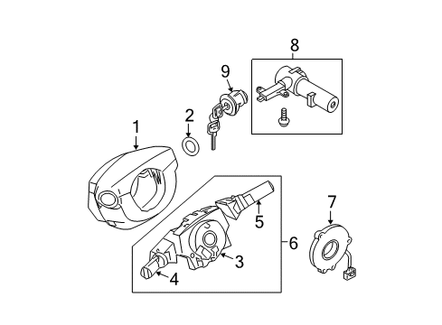 2008 Nissan Xterra Ignition Lock Lock Set-Steering Diagram for D8700-EA010