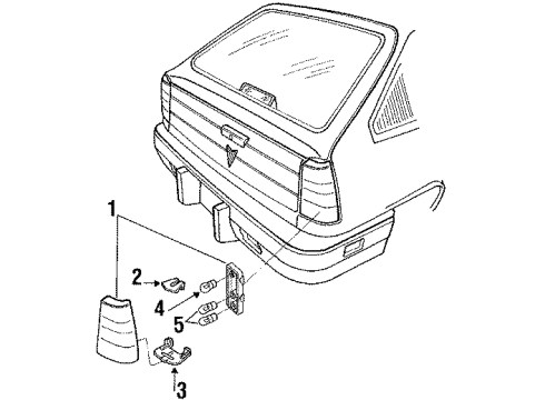 1993 Pontiac LeMans Tail Lamps Lamp, Tail & Stop & Turn Signal (T19 LH) Diagram for 16518099