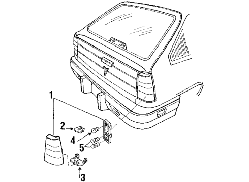 1988 Pontiac LeMans Tail Lamps Lamp Asm-Rear (LH)(N08-T5Q) Diagram for 5974271