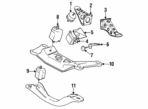 1988 BMW 325i Engine Mounting Stopper Diagram for 11811132177