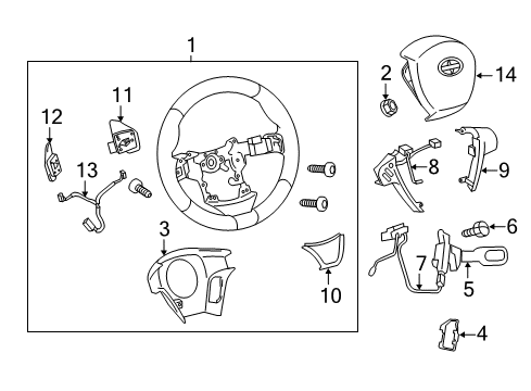 2011 Scion tC Steering Column & Wheel, Steering Gear & Linkage Steering Wheel Cap Diagram for 45187-21010-C0