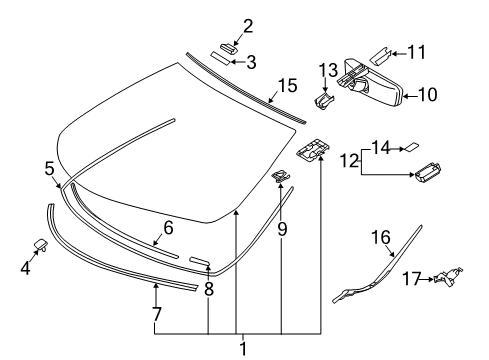 2018 Lexus LC500 Wiper & Washer Components Cover, Inner Rear View Diagram for 87818-48020