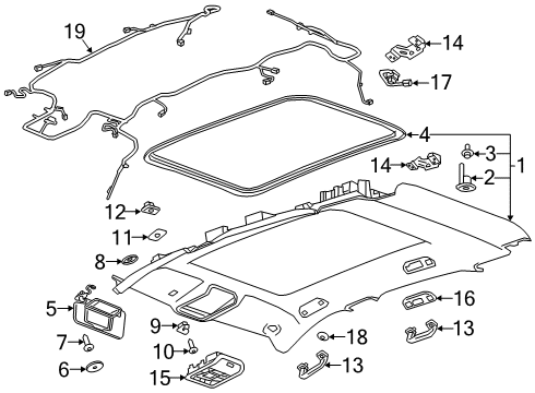 2019 Cadillac XT4 Interior Trim - Roof Reading Lamp Assembly Diagram for 84259661