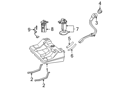 1997 Buick Regal Fuel System Components Fuel Pump Diagram for 19180106