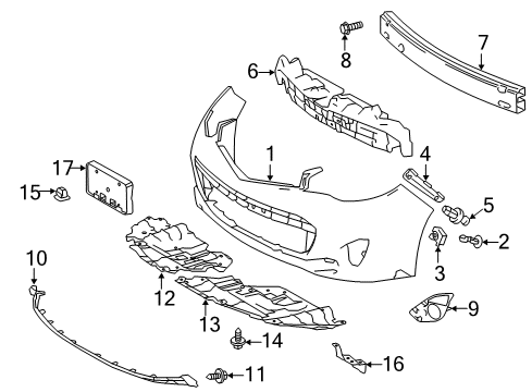 2013 Toyota Avalon Front Bumper Absorber Diagram for 52611-07040