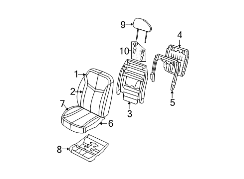 2009 Chrysler Sebring Front Seat Components Seat Cushion Foam Diagram for 68002716AB