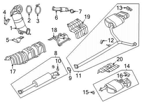 2021 Hyundai Sonata Exhaust Components Rear Muffler Assembly Diagram for 28710-L1100