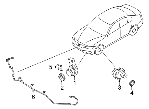 2020 BMW M340i xDrive Parking Aid ULTRASONIC SENSOR, GLACIER S Diagram for 66209472201