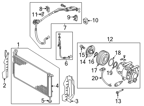 2012 Hyundai Azera Air Conditioner PULLEY Assembly-Air Conditioning Compressor Diagram for 97643-3R200