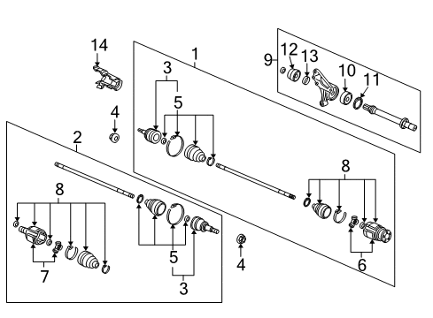 2008 Acura MDX Drive Axles - Front Shaft Assembly, Half Diagram for 44500-S3V-A10