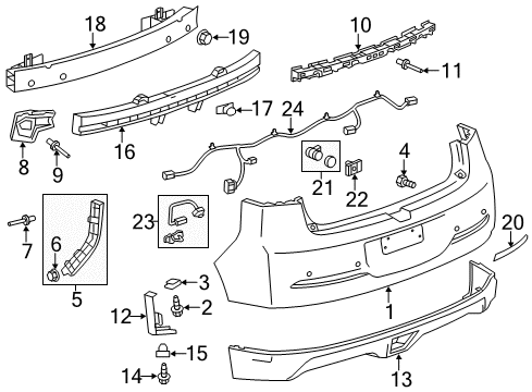 2011 Chevrolet Volt Parking Aid Bumper Cover Diagram for 23174756