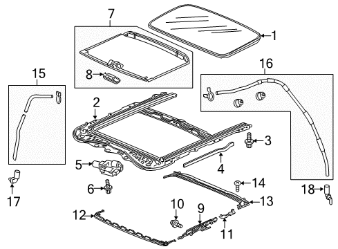 2019 Honda Fit Sunroof Seal, Frame (B) Diagram for 70082-T5R-A01