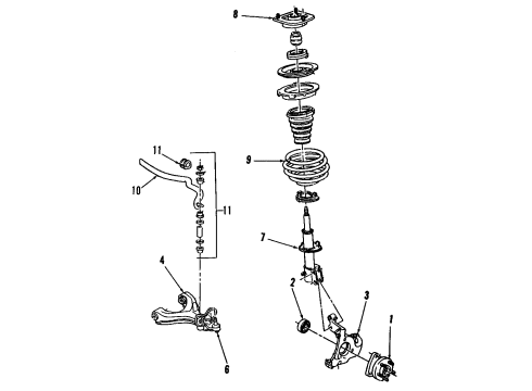 1992 Cadillac Fleetwood Front Suspension Components, Lower Control Arm, Stabilizer Bar Link Diagram for 25663490