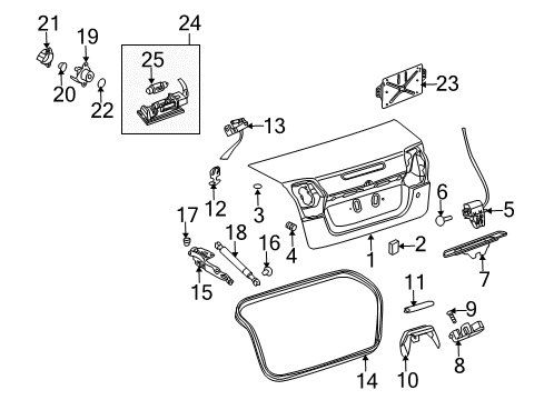 2004 Saab 9-3 Trunk Lid License Lamp Bulb Diagram for 93190473