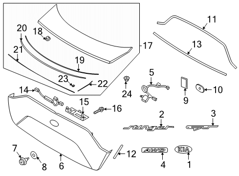 2021 Kia Stinger Exterior Trim - Lift Gate Nut(Windshield Washer) Diagram for 13271-06003