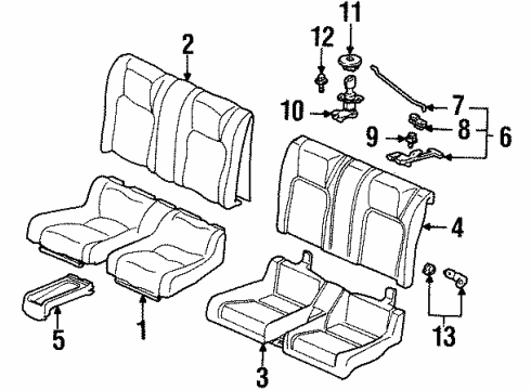 1999 Honda Prelude Rear Seat Components Snap Diagram for 91513-SR3-003