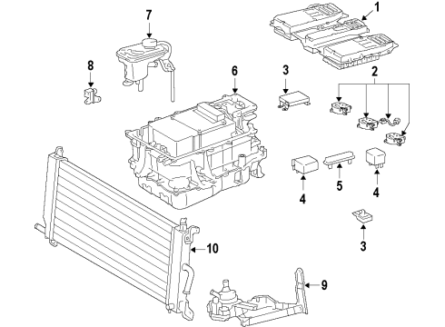 2009 Toyota Highlander Hybrid Components, Battery, Cooling System Inverter Cooler Diagram for G9010-48030