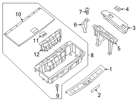 2018 Nissan Pathfinder Interior Trim - Rear Body Plate Kicking Tail Gate Gray Diagram for 84990-3KA0A