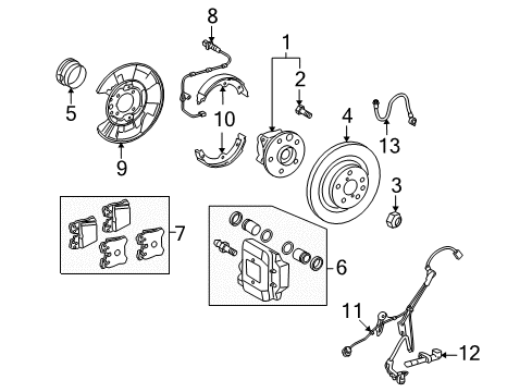 2011 Lexus LS460 Parking Brake Rear Driver Disc Brake Cylinder Assembly Diagram for 47850-50140