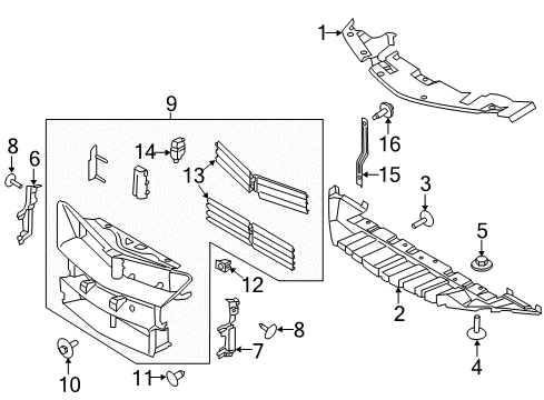 2016 Lincoln MKC Radiator Support - Splash Shields Lower Deflector Diagram for EJ7Z-8310-A