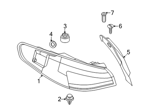 2022 BMW 228i xDrive Gran Coupe Tail Lamps REAR LIGHT IN THE SIDE PANEL Diagram for 63217465467