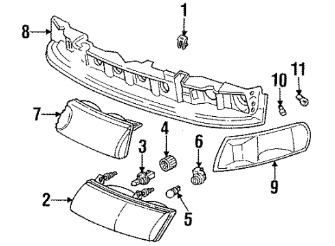 1992 Mercury Sable Bulbs Exterior Bulbs Diagram for F54Y-13466-A