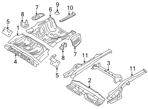 2011 Hyundai Elantra Rear Body - Floor & Rails Extension Assembly-Rear Floor, Front Diagram for 65521-2L200