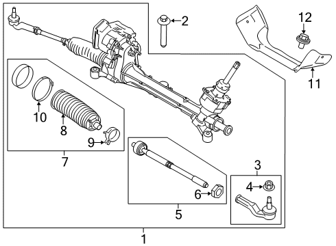 2021 Ford Transit Connect Steering Column & Wheel, Steering Gear & Linkage Inner Tie Rod Diagram for KV6Z-3280-A