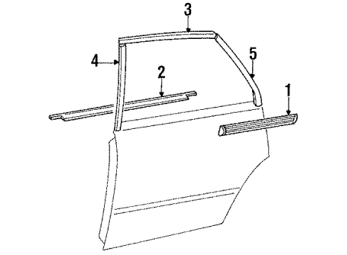 1985 Honda Accord Rear Door Molding, Center Sash Diagram for 75838-SA6-921