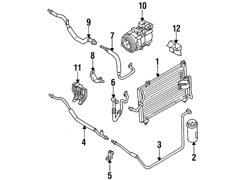 1995 Kia Sephia A/C Condenser, Compressor & Lines Pipe-Cooler, NO3 Diagram for 0K24C61463B