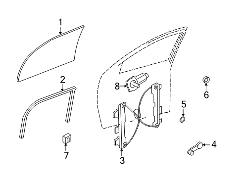 2009 Ford Focus Front Door Window Regulator Diagram for 8S4Z-6323201-BA