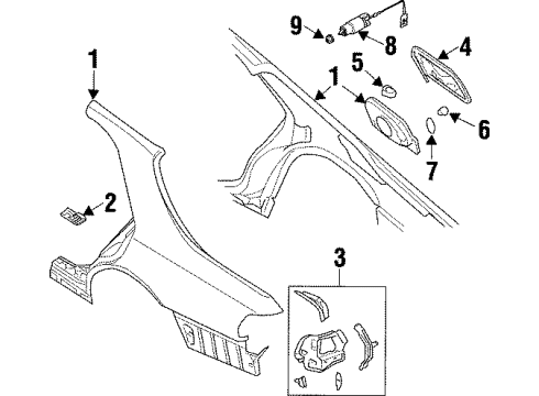 1998 Infiniti Q45 Quarter Panel & Components Spring-Fuel Filler Diagram for 78836-6P010