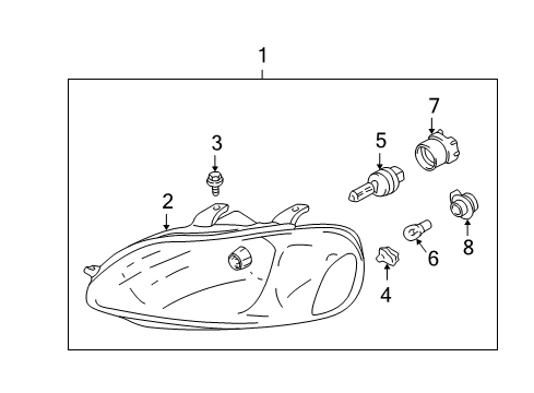 2001 Dodge Stratus Bulbs Driver Side Headlight Assembly Diagram for MR566305