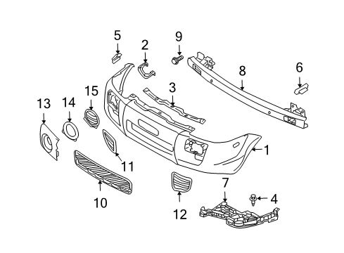 2006 Hyundai Tucson Front Bumper Nut-Spring Diagram for 13355-04037-B