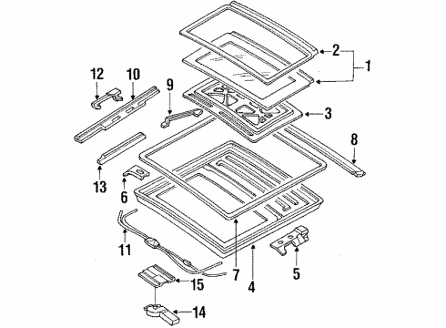 1989 Nissan 240SX Sunroof Weatherstrip-Sunroof, Frame Diagram for 91346-35F10