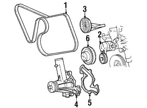 1994 Ford Mustang Water Pump, Belts & Pulleys Pulley Gasket Diagram for E8DZ-8507-A