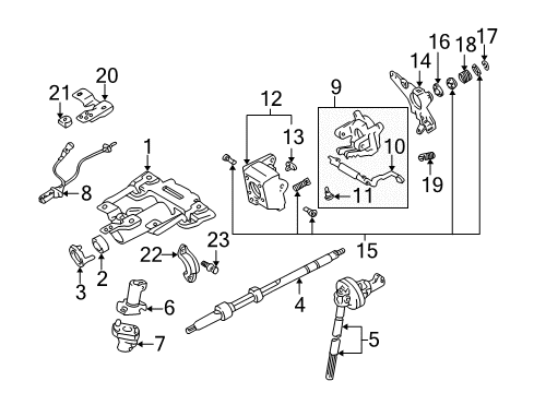 2004 Toyota Tundra Steering Column, Steering Wheel & Trim Cable Diagram for 33880-0C020