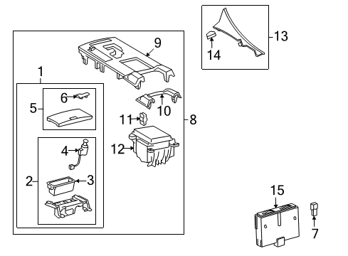 2011 Lexus IS F Front Console Panel, Console, Upper Diagram for 58821-53170-A0