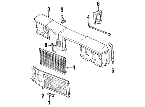 1984 Oldsmobile Custom Cruiser Grille & Components Bracket-Front End Panel Outer Diagram for 22502267