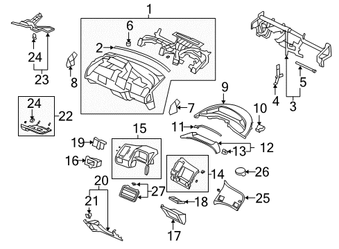 2010 Honda Civic Instrument Panel Garnish Assy., Defroster *NH167L* (Passenger Side) (GRAPHITE BLACK) Diagram for 77475-SNA-A00ZC