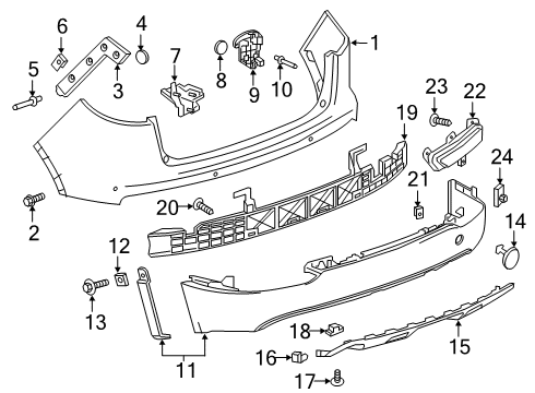 2019 Buick Envision Rear Bumper Reflector Diagram for 84340080