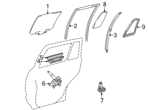 2005 Toyota Highlander Front Door Regulator Diagram for 69803-48031