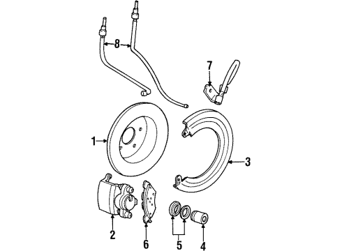 1992 Ford Crown Victoria Rear Brakes Rotor Diagram for YW7Z-1V125-B