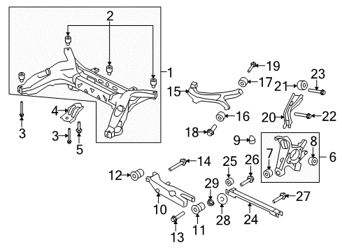 2009 Ford Taurus X Rear Suspension Components, Lower Control Arm, Upper Control Arm, Stabilizer Bar Lower Control Arm Lower Bushing Diagram for 5F9Z-4381-BA