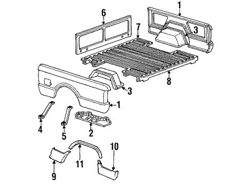 1991 GMC Syclone Pick Up Box Components Housing-Fuel Tank Filler Pipe Diagram for 14024079