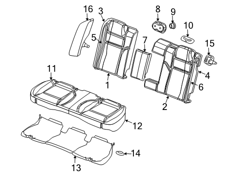 2010 Chrysler 300 Rear Seat Components Seat Cushion Foam Diagram for 5127489AA